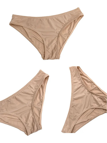 Simple, Smooth, Seamless, Solid Color, Mid-Low Waist Briefs for Women, Summer Ice Silk Women&