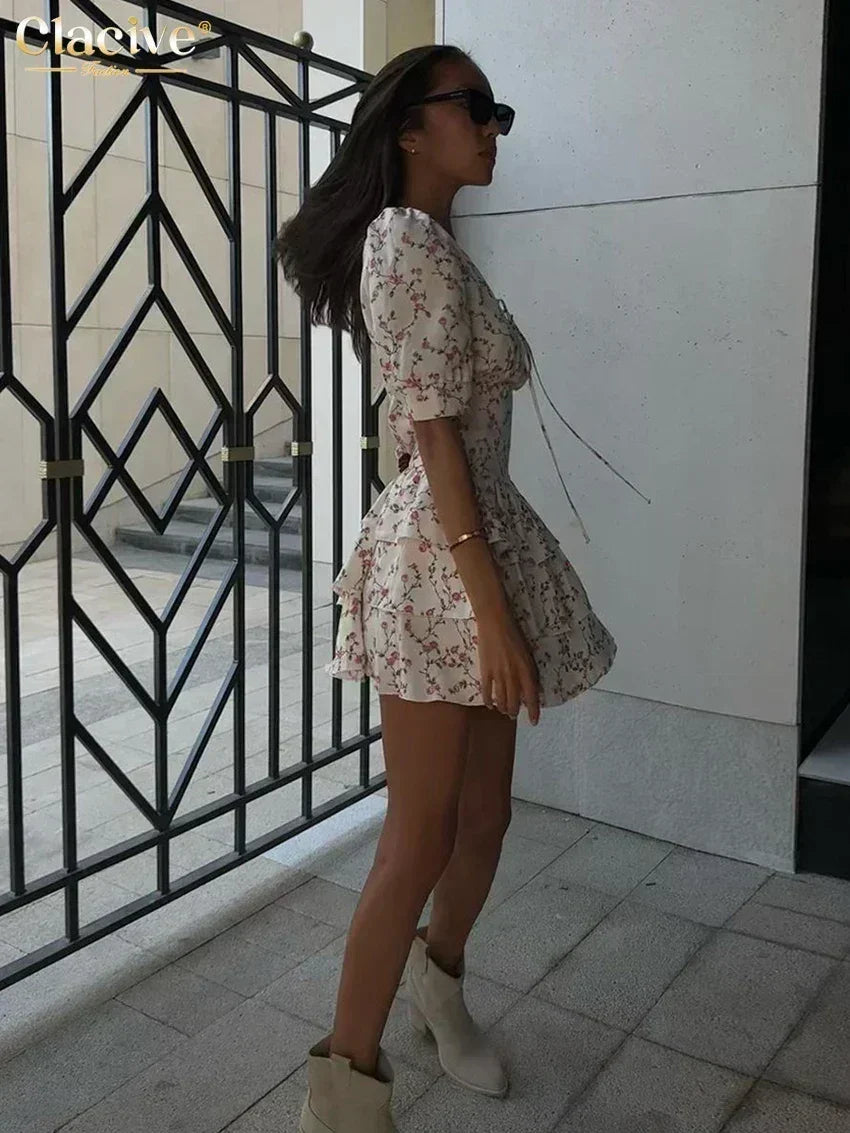 Clacive Summer Slim Print Women&