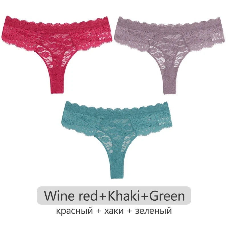 Full Lace Thongs – 3-Piece Lingerie Set for Women