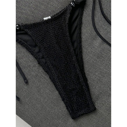 Halter Fishnet Bikini Women Swimwear Female Swimsuit Two-Pieces Bikini Set High Cut Leg Padded Bather Bathing Suit Swim V8339