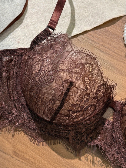 Elegant Summer Lace Bra Sheer Embroidered Comfortable Support Anti-Sag Full Coverage Modest Design &amp; Women Large Chest Minimize