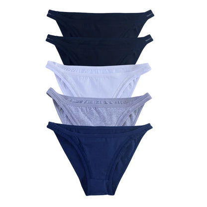 5Pcs/Set Cotton Panties Women Low Rise Briefs Solid Color Underwear Comfort Breathable Underpants M-XL Sexy Lingerie