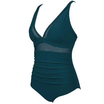 2024 Sexy One Piece Swimsuit Women Mesh Strappy Plunge Swimwear Tummy Control Bathing Suits Beach Wear Monokini Swimming Suit