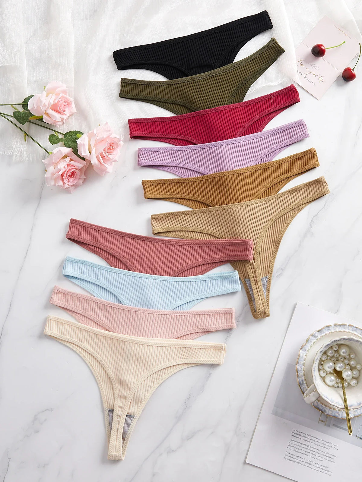 10Pcs Ribbed Women&
