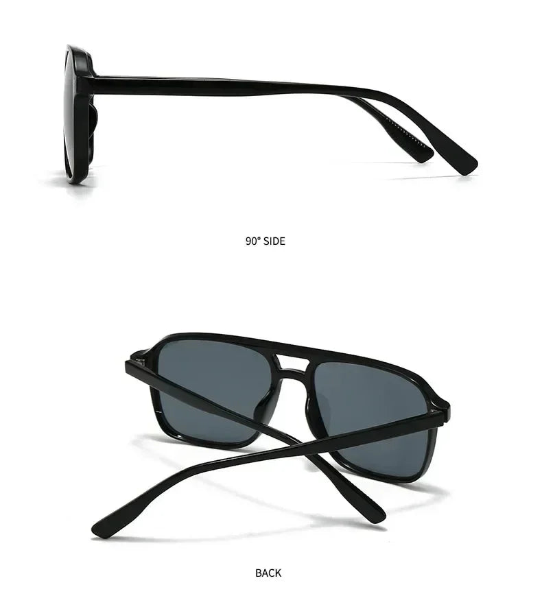 SO&amp;EI Fashion Double Bridges Square Rivets Women Sunglasses Retro Men Gradient Shades UV400 Sun Glasses