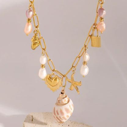 Zora Colorful Summer Holiday Style Conch Pendant Necklace Women&
