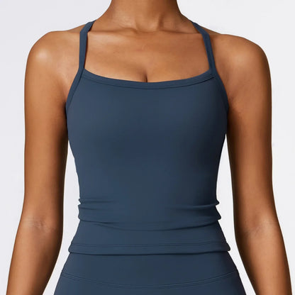 Strappy Sports Bra For Women Gym Workout Tops Sexy Yoga Bra Gather Fitness Push Up Training Running Female Sport Vest