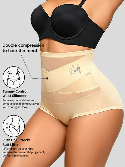 1Pcs High-waist Mesh Tummy-reducing Shaping Underwear, Women&