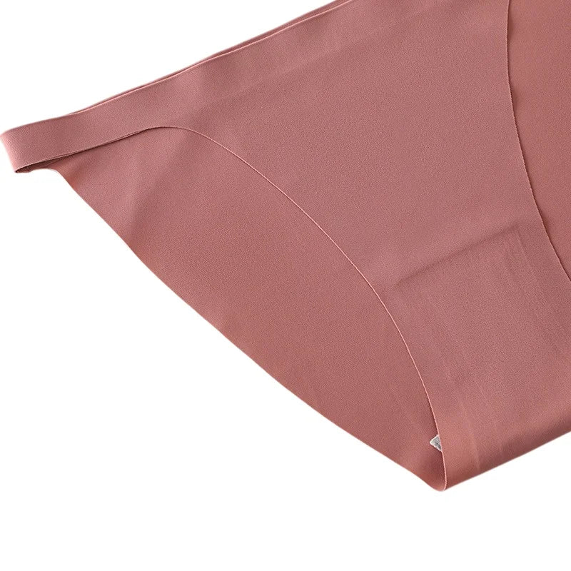 5Pcs/Set Women Seamless Briefs Ice Silk Panties Sexy Low Waist Underwear Female Underpants Solid Color Lingerie M-XL