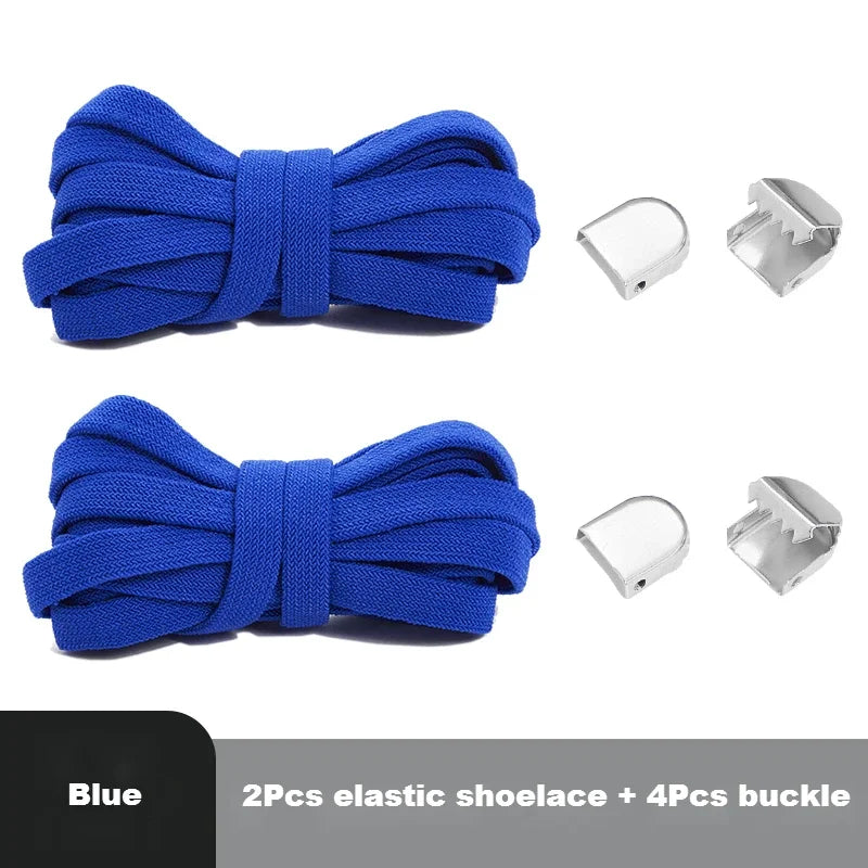 1 Pair Flat Elastic No-Tie Shoe Laces for Sneakers Tennis Shoes Quick Clip-On Shoelaces Accessories for Kids &amp; Adults