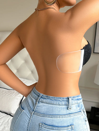 Silicone Pads Strapless Solid Color Sexy Lace Bras Fashionable Outfits Push up Detachable Straps Women&