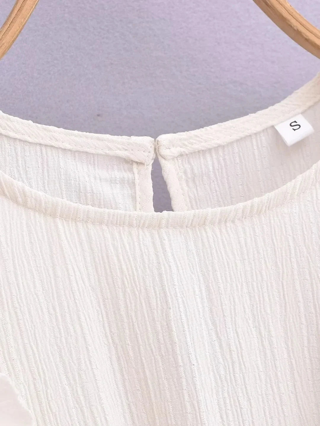 Foridol Ruffles Tierred Beige Lantern Sleeve Women&