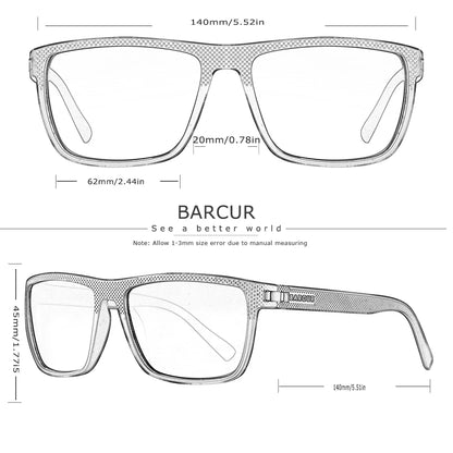 BARCUR Sports Polarized Sunglasses for Men Lightweight TR90 Square Fishing &amp; Travel Eyewear UV400 Protection Men Accessory