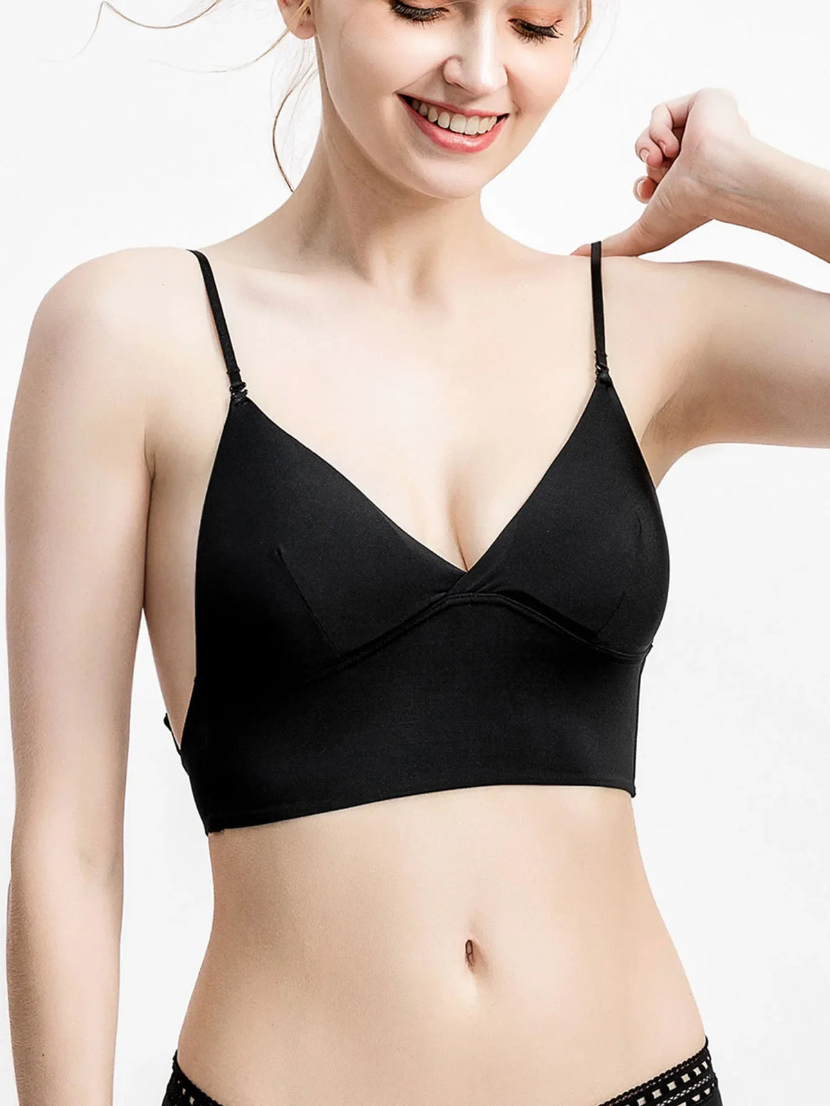 French triangle cup underwear female sense U-shaped invisible bra with large backless neck bra for small breasts