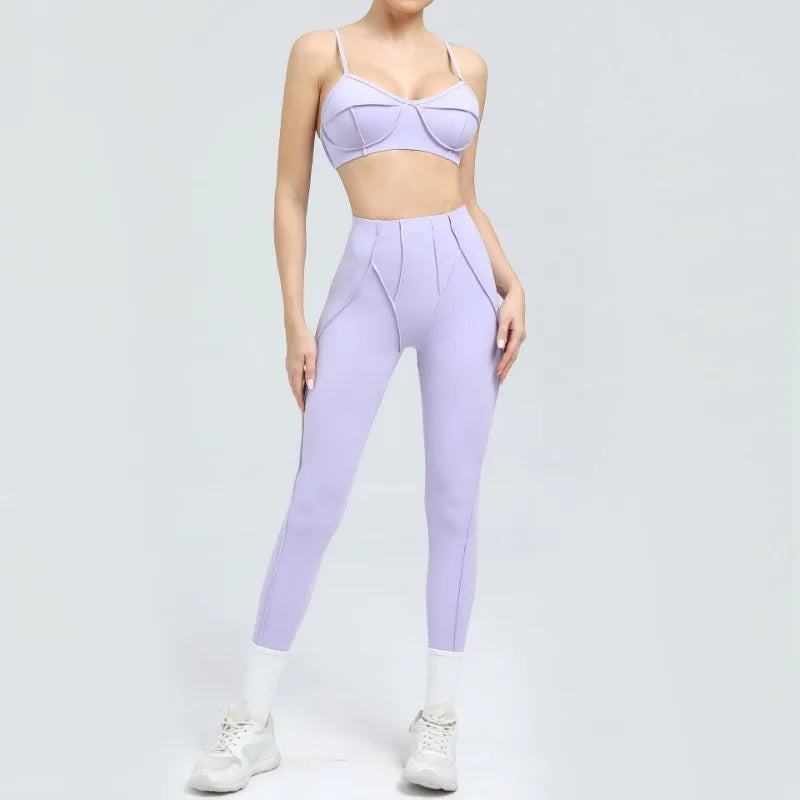 2-Piece Yoga Set – Open Back Sports Bra &amp; High Waist Shorts
