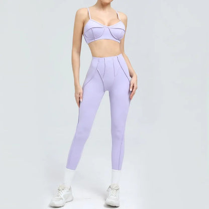 2-Piece Yoga Set – Open Back Sports Bra &amp; High Waist Shorts