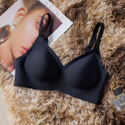 One Piece Wireless Bra Women Deep V Seamless Padded Bra 3 Row Hook Back Underwear Light Support All Match Basic Daily Intimate