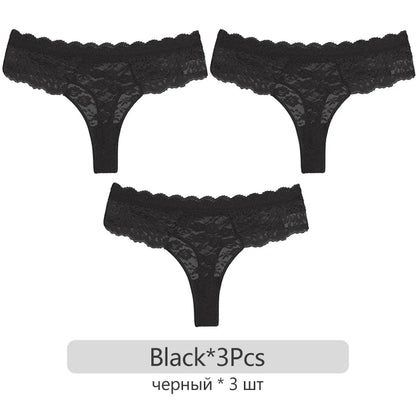 Full Lace Thongs – 3-Piece Lingerie Set for Women