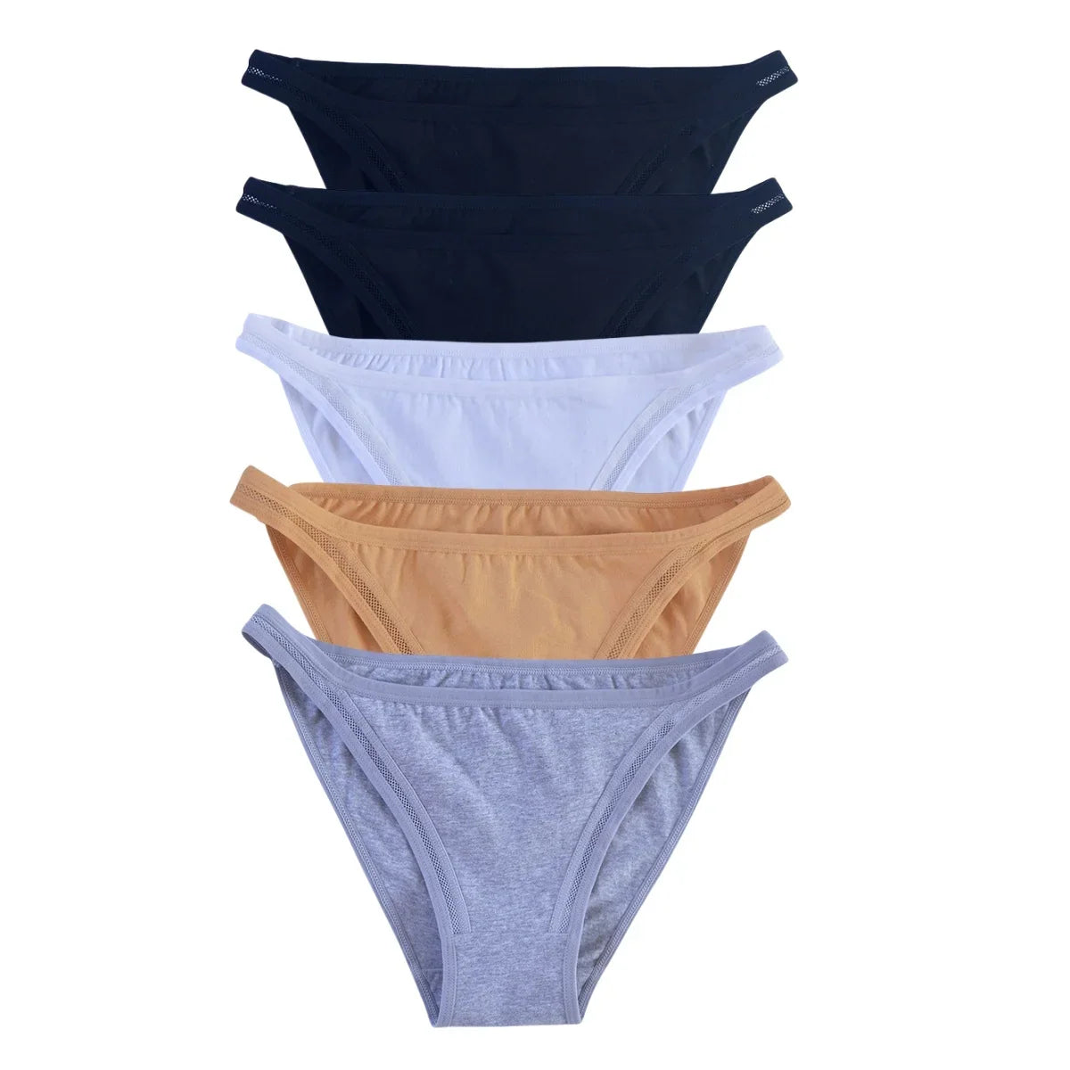 5Pcs/Set Cotton Panties Women Low Rise Briefs Solid Color Underwear Comfort Breathable Underpants M-XL Sexy Lingerie