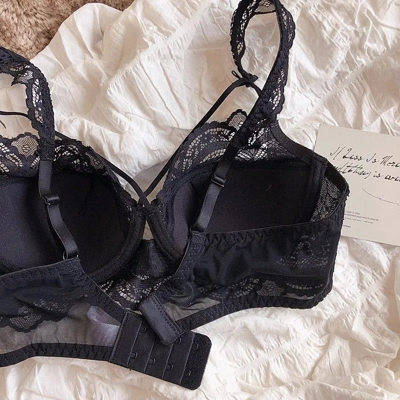 MOYISU Minimizer Bra French Lace for Large Bust, Anti Sagging Full Coverage Push Up Underwire Set, Sensuous Women Sexy Bra &amp; Set
