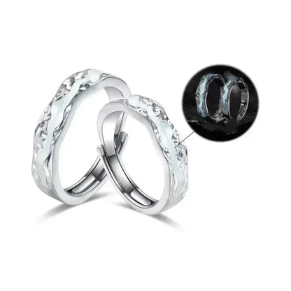 New Enamel Luminous Adjustable Finger Ring Vintage Luxury Love Couples Rings Glow In Dark Y2K Jewelry Valentine&