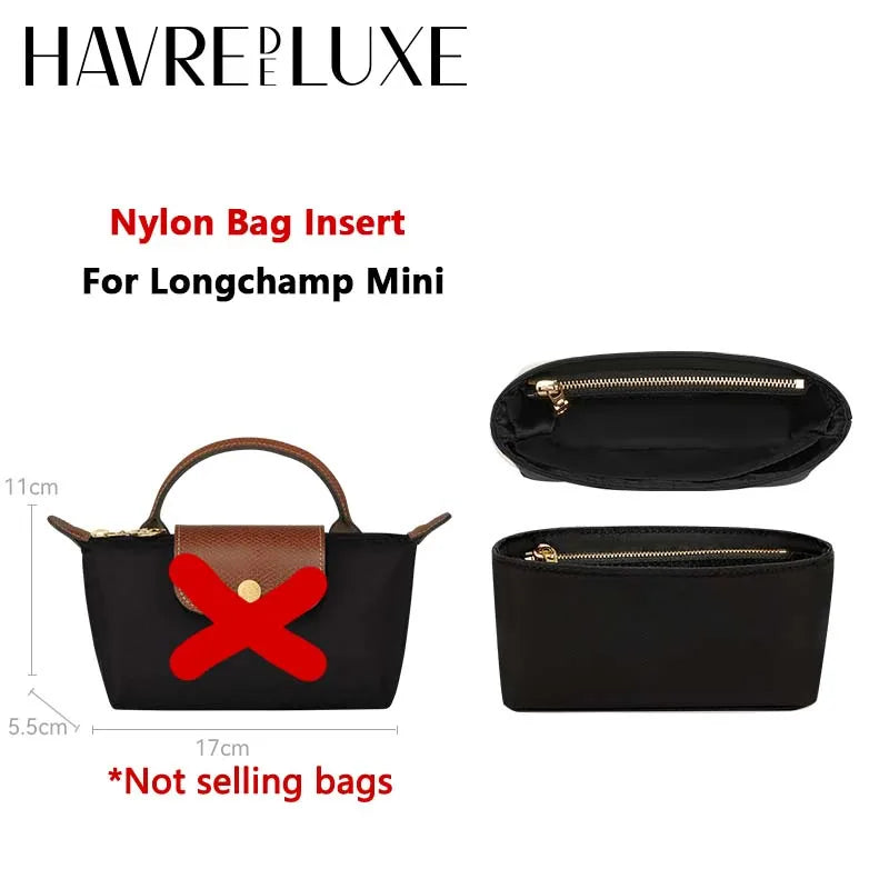 Havredeluxe Bag Organizer Insert For Longchamp Nylon Bag - Lightweight Durable Interior Storage