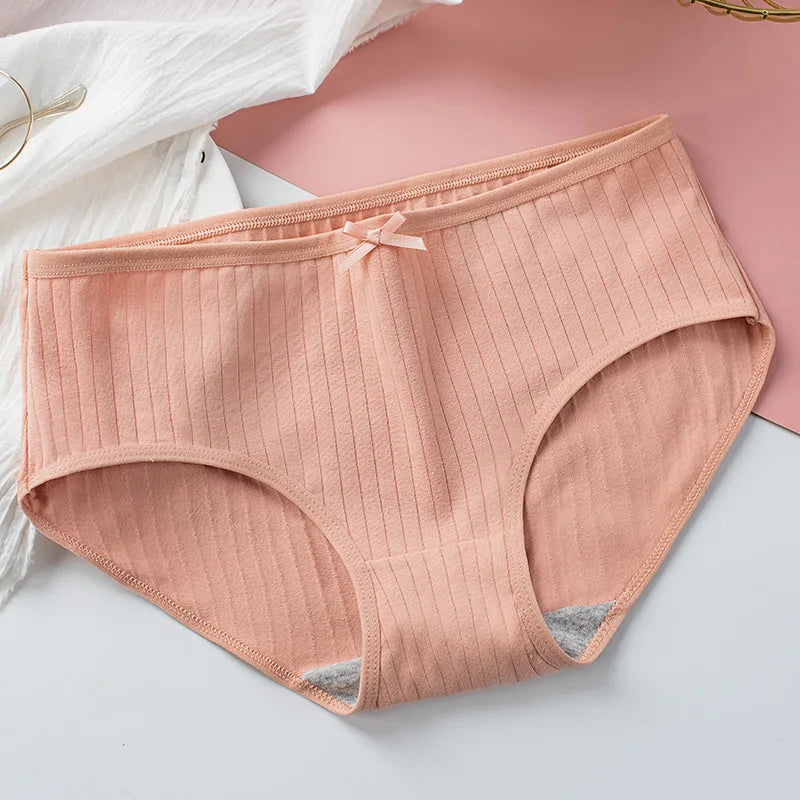 4Pcs/Set Women Cotton Panties Low Waist Briefs Breathable Comfort Underwear Sexy Lingerie Solid Color Underpants Intimates M-XL