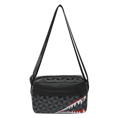 Unbranded Shark Mouth Crossbody Bag With Coin Purse And Phone Pocket - Durable Split Leather And Soft Polyester Lining