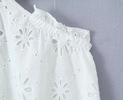Foridol White Lace Cotton Dress V Neck Off Shoulder Sexy Beach Short Dress Summer Women Buttons Cut Out Mini Beach Sundress 2025