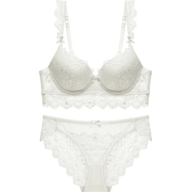 Europe Plus Size Women Lingerie Sexy Lace Embroidery Push Up Bra Set Romantic Red Underwear Comfortable Bras and Panties Set