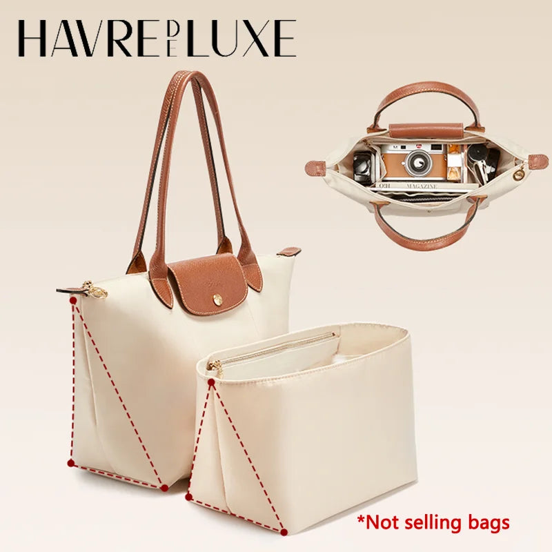 Havredeluxe Bag Organizer Insert For Longchamp Nylon Bag - Lightweight Durable Interior Storage