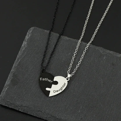 Father Mom Son Daughter Family Necklace Love Heart Puzzle Pendant Necklace Stainless Steel Jewelry for Women Mother&