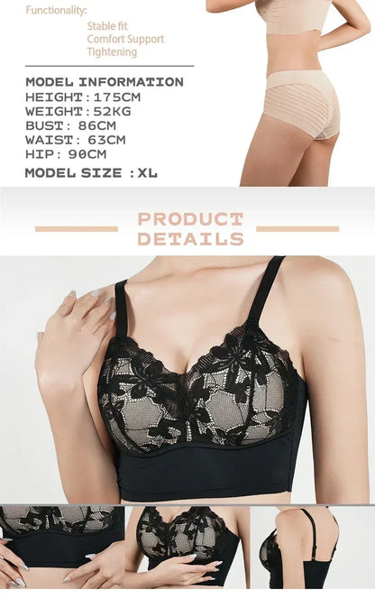 Hot Full Cup Thin Underwear Small Bra Plus Size Wireless Adjustable Lace Women&