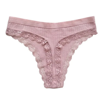 4Pcs/Set Women Cotton Panties Thongs Low Rise G-string Lace Underwear Female Underpants M-XL Sexy Lingerie Panties Intimates