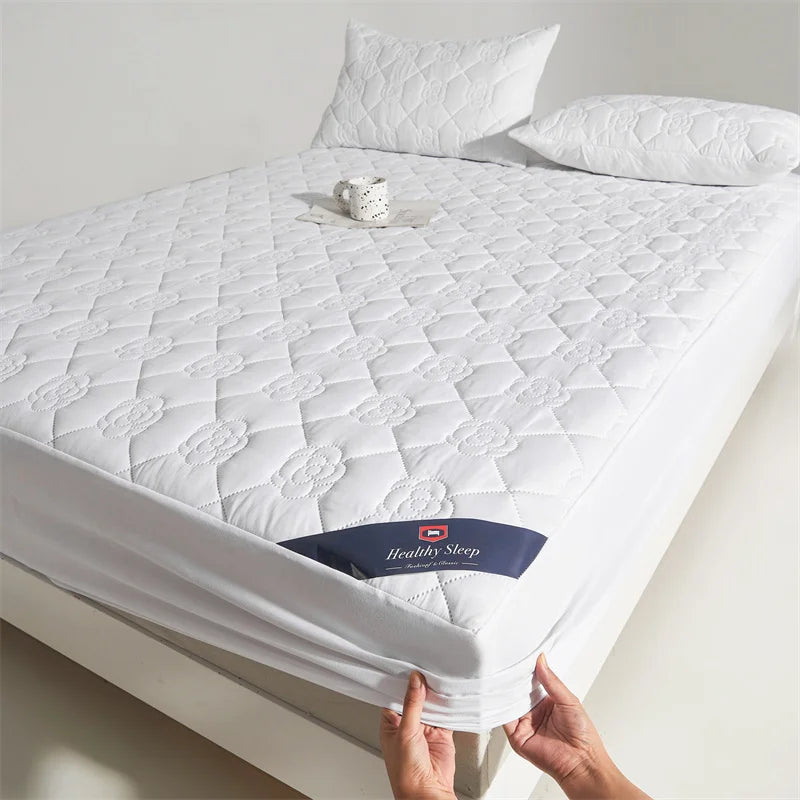 1pc Waterproof Mattress Protector (no Pillowcases), Soft and Breathable Fitted Sheet with Deep Pocket for Single or Double Bed