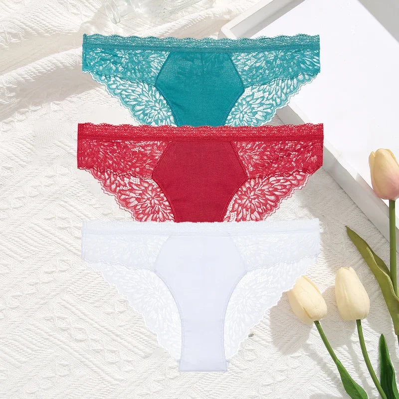 Premium Seamless Lace Briefs for Women – 3-Piece Set