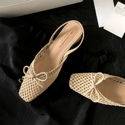 Woven Bow Back Strap Design Sandals Women&