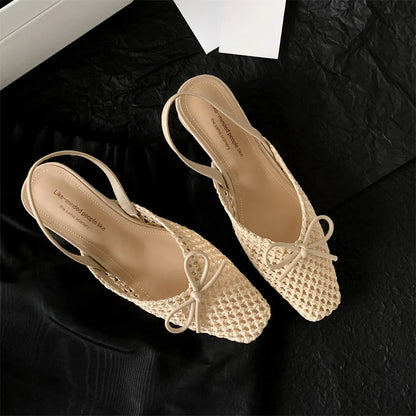 Woven Bow Back Strap Design Sandals Women&