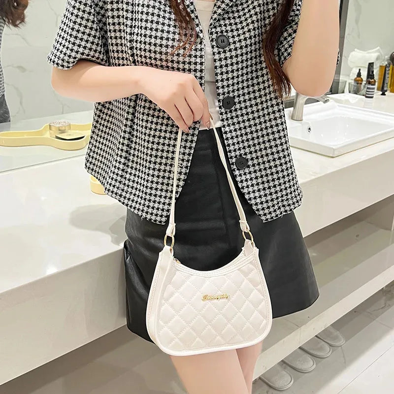 Other Ladies Retro Shoulder Bag Crossbody Half Moon PU Leather - PU Exterior With Polyester Lining