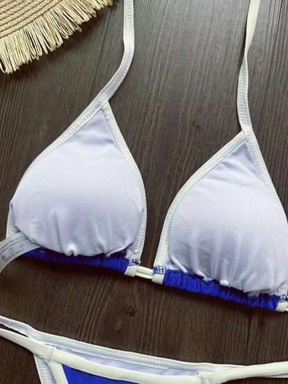 Solid color sexy embroidered Brazilian flag bikini set, women&
