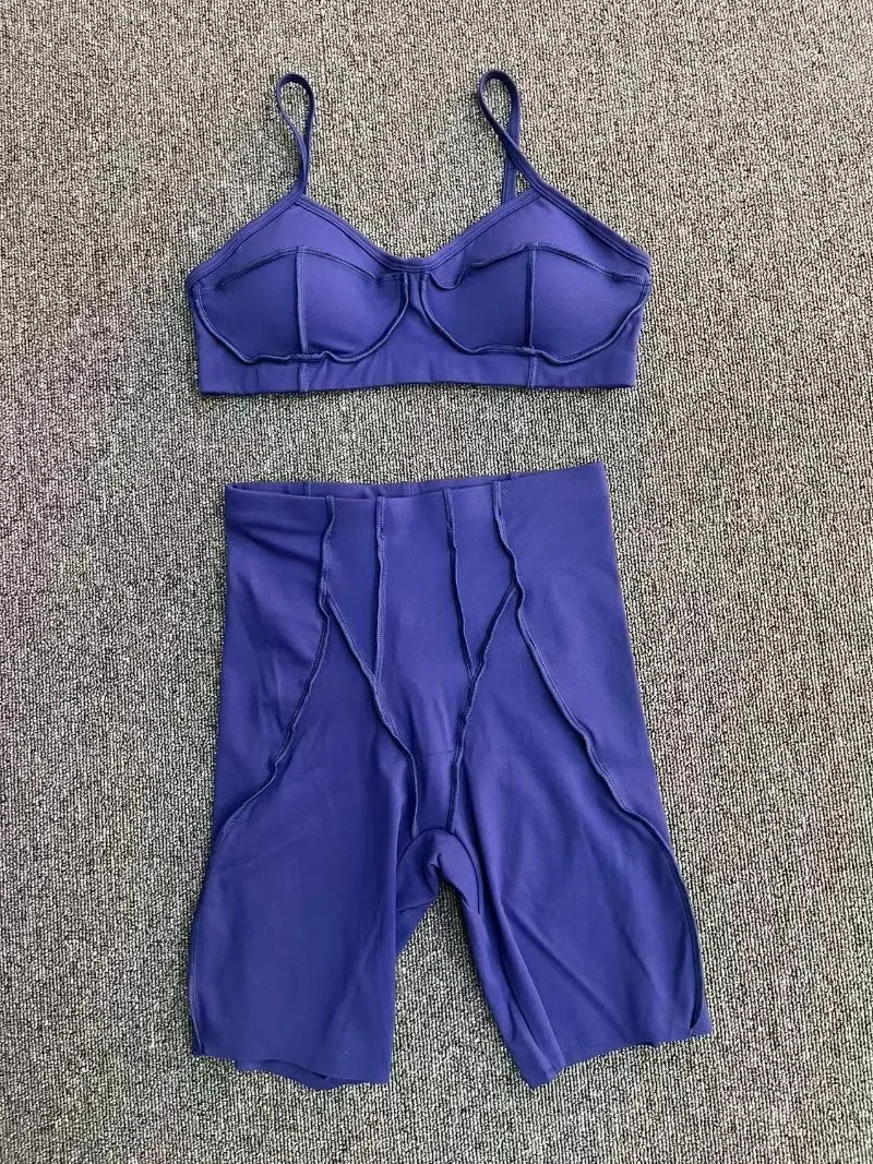 2-Piece Yoga Set – Open Back Sports Bra &amp; High Waist Shorts