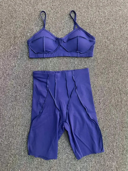 2-Piece Yoga Set – Open Back Sports Bra &amp; High Waist Shorts