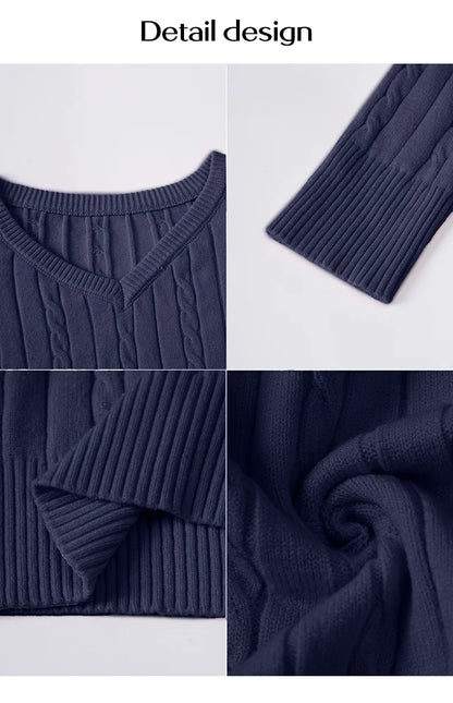 Phantasy Retro Solid Color Sweater Winter Women&