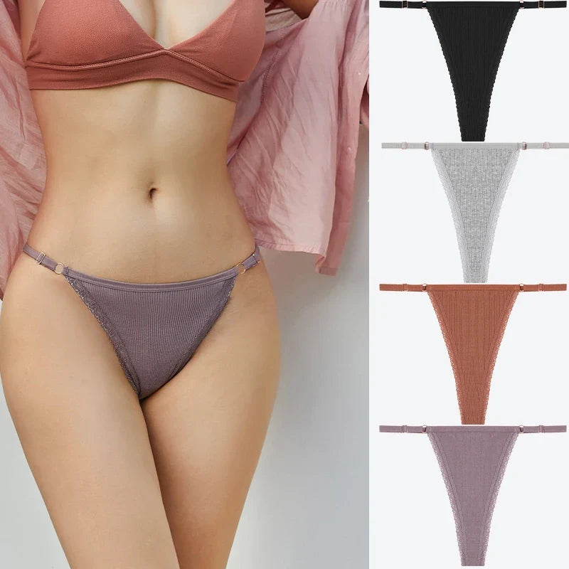 Comfortable Cotton Lace G-String Panties for Women