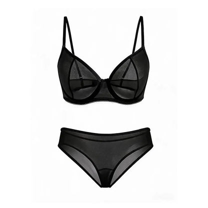 Sexy Ultra-Thin Fully Transparent Alluring Lingerie with Underwire, No Padding, Beautiful Back Bra, Hot Girl Push-Up Bra Set