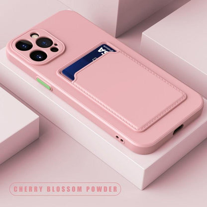 White Soft Wallet Card Holder Phone Case For iPhone 11 12 13 Pro Max Camera Protective Case Wallet Holder Cover Soft Portable Silicone Back Cover Durable Phone Case