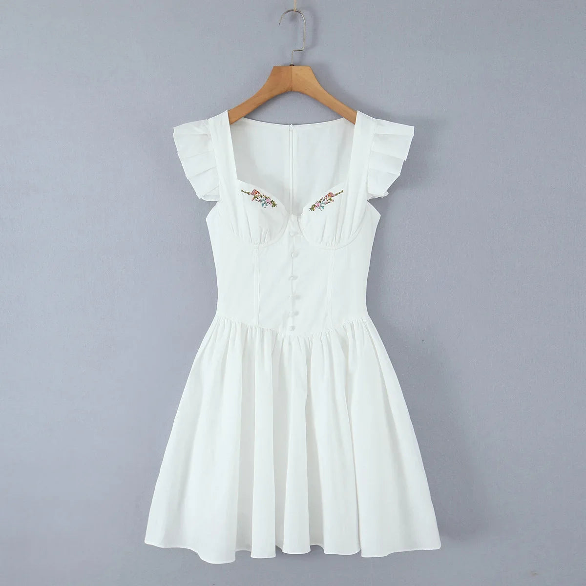 Floral Embroidery Cotton Summer Women&
