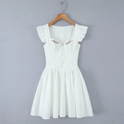 Floral Embroidery Cotton Summer Women&