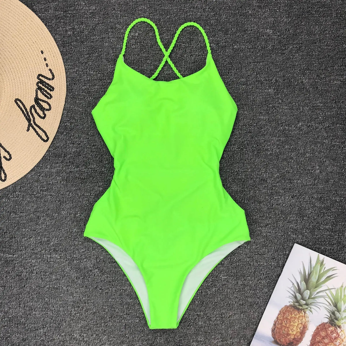 DEKA Women Solid Backless One Piece Swimsuit Sexy Bandage Swimwear Monokini High Cut Bathing Suit Swim Bodysuit