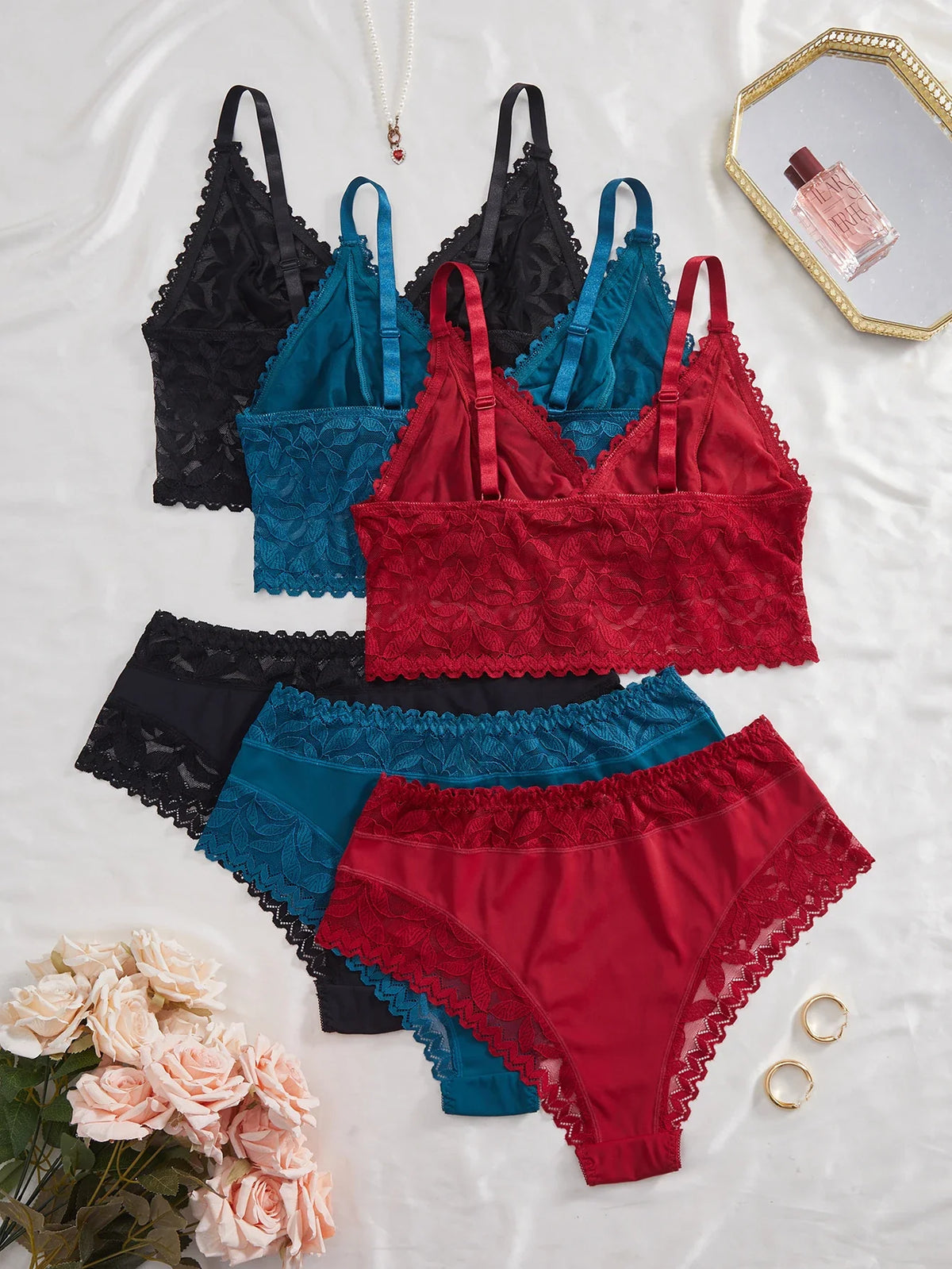 3 Colors Plus Size Lace Women&